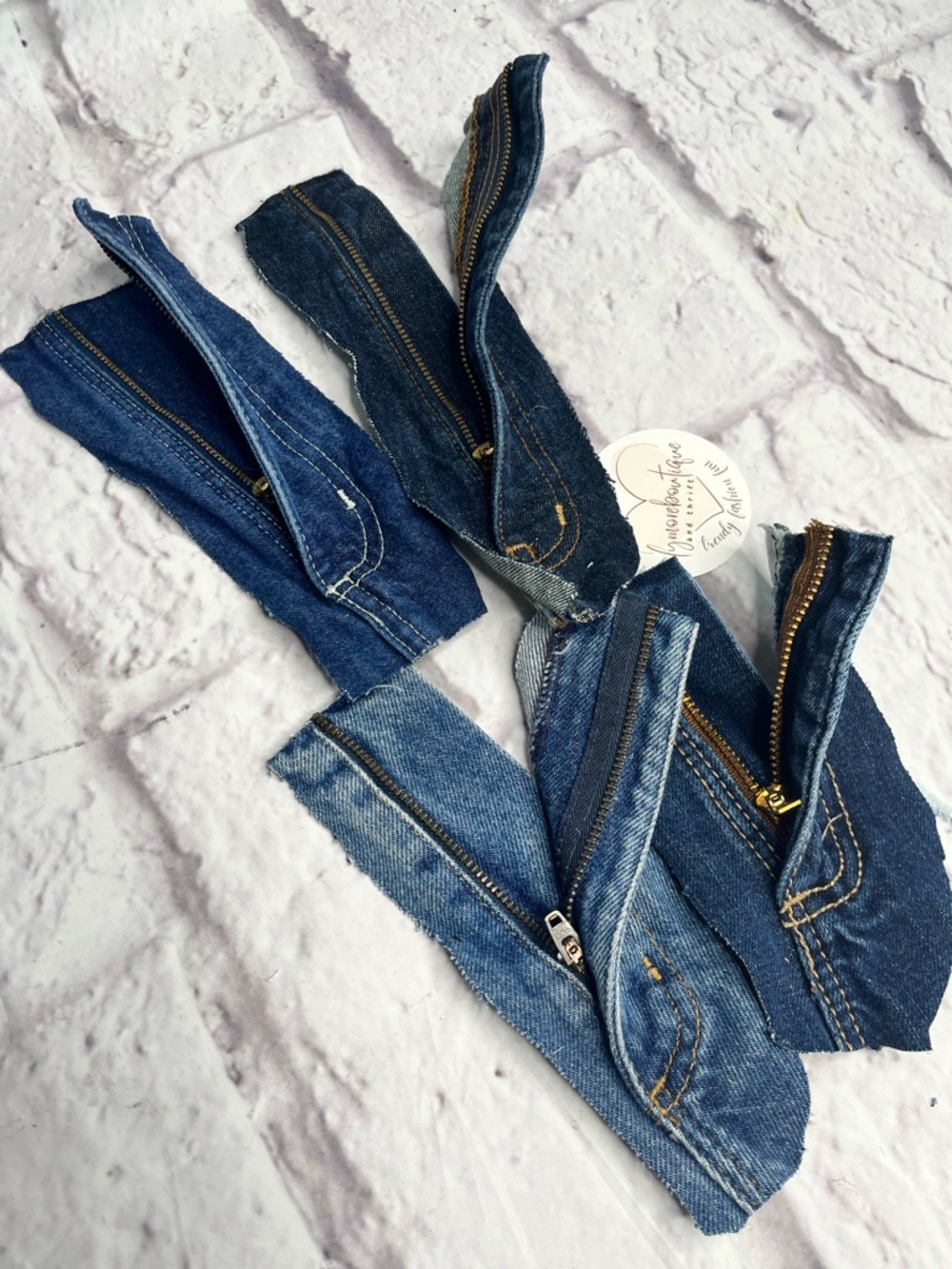 Jean zippers with buttons pack of 4 multi mixed colors reclaimed denim - Picture 5 of 5